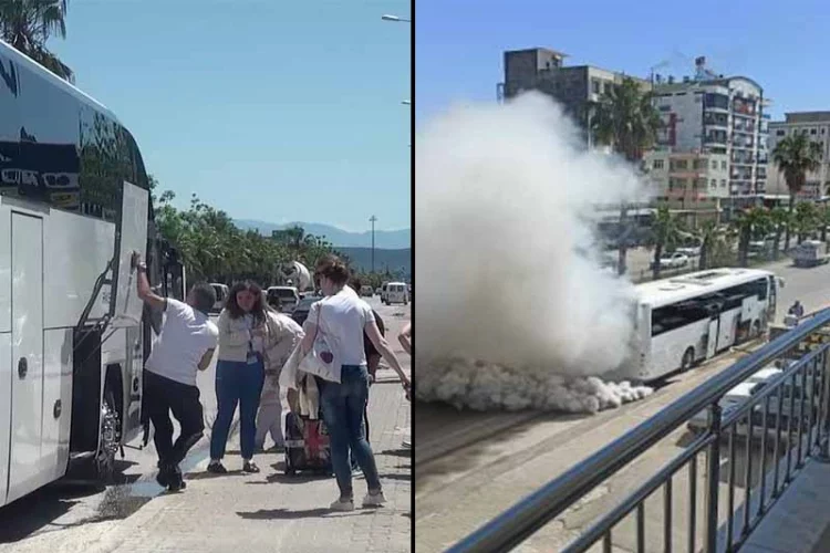 Antalya'da yolcu otobüsünde korkutan yangın