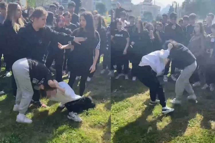 Antalya’da sokak boks ringine döndü: Liseli kızlar saç saça baş başa kavga etti