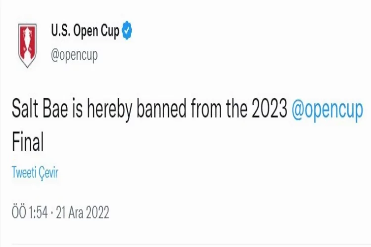 Nusret'in, U.S. Open Cup finaline girişi yasaklandı