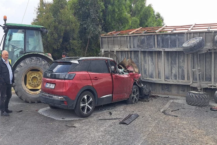Aydın’da trafik kazası! Traktör ve otomobil çarpıştı