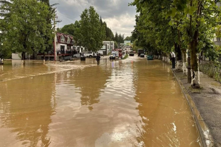Gürcistan’da ev ve bahçeleri sular bastı