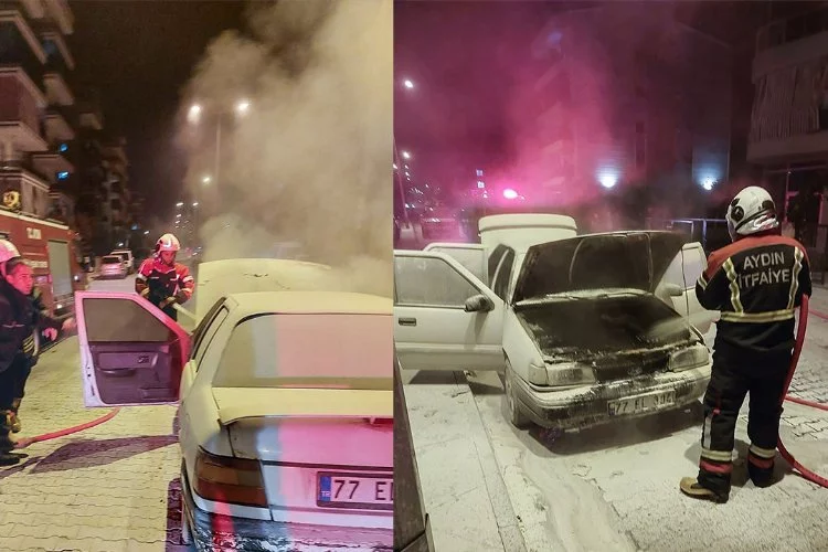Aydın'da seyir halindeki otomobil alev alev yandı