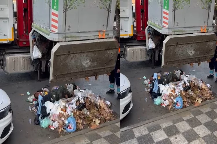 Kadıköy'de bir kişi çöpten vinçle çıkarıldı