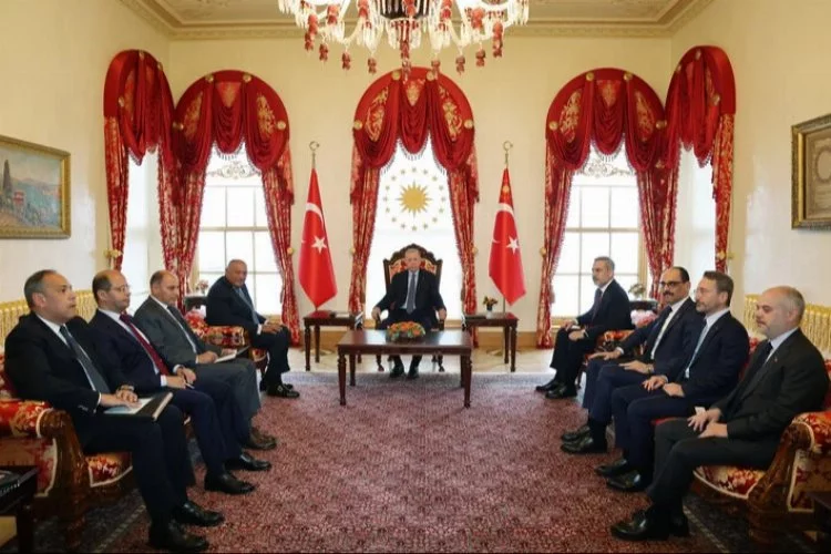 Cumhurbaşkanı Erdoğan Mısır Dışişleri Bakanı Şukri ile bir arada