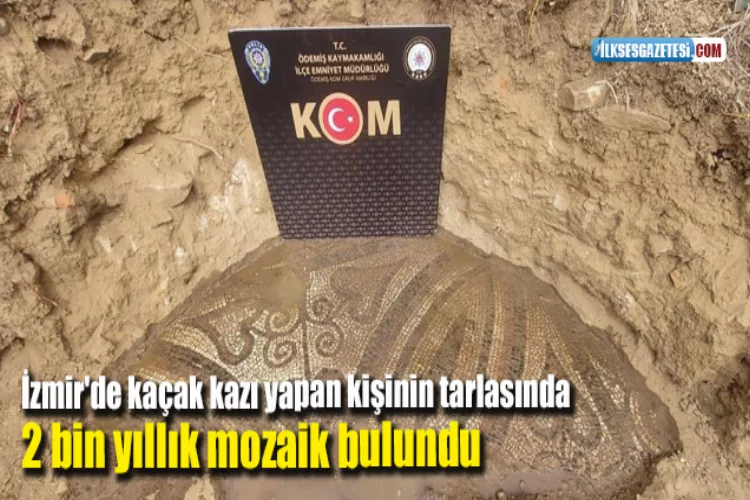 İzmir'de kaçak kazı yapan kişinin tarlasında 2 bin yıllık mozaik bulundu