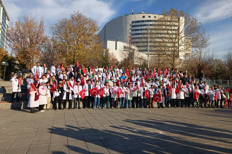 Kayseri’de sağlık çalışanları Filistin için yürüdü