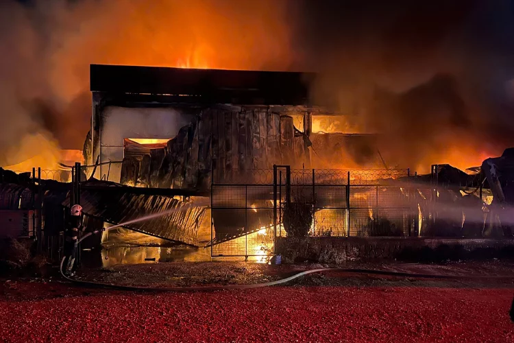Manisa’da kauçuk fabrikasında yangın çıktı