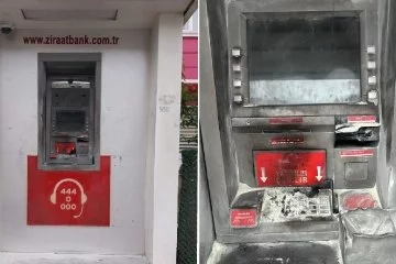 Zonguldak’ta ilginç anlar! Banka ATM’sini yaktılar