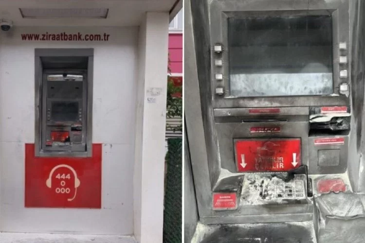 Zonguldak’ta ilginç anlar! Banka ATM’sini yaktılar